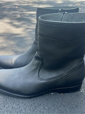 Franco Cuadra Men's Black Leather Zip-Up Boots